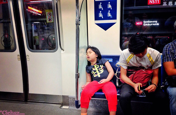Sleeping in the MRT :)